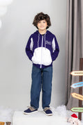 Boys Contrast Paneled Zipper Hoodie