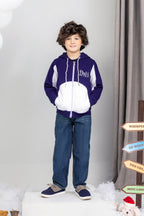 Boys Contrast Paneled Zipper Hoodie