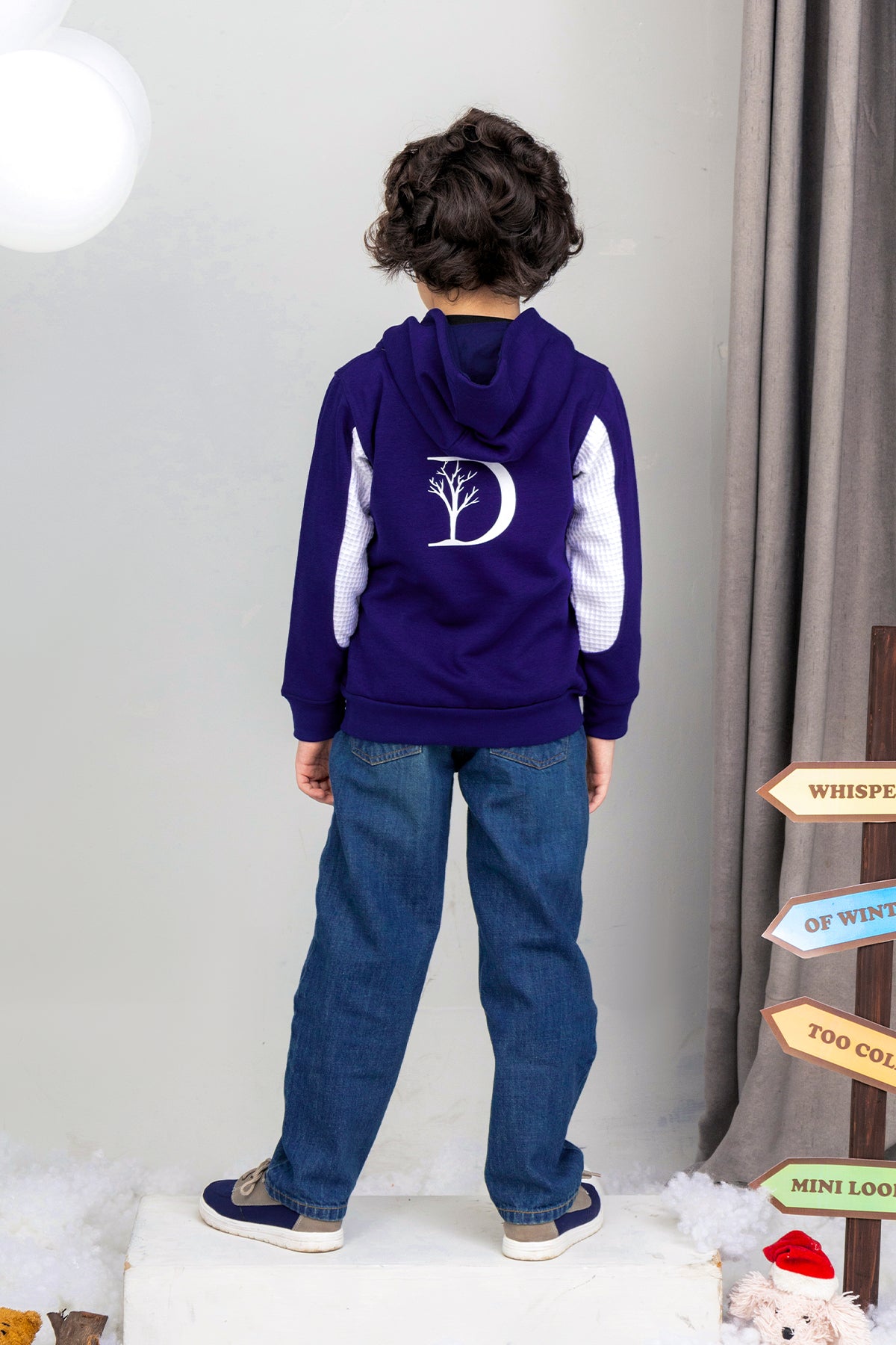 Boys Contrast Paneled Zipper Hoodie