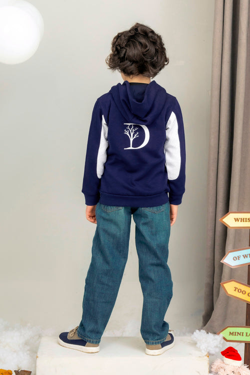 Buy Boys Contrast Paneled Zipper Hoodie