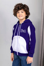 Boys Contrast Paneled Zipper Hoodie