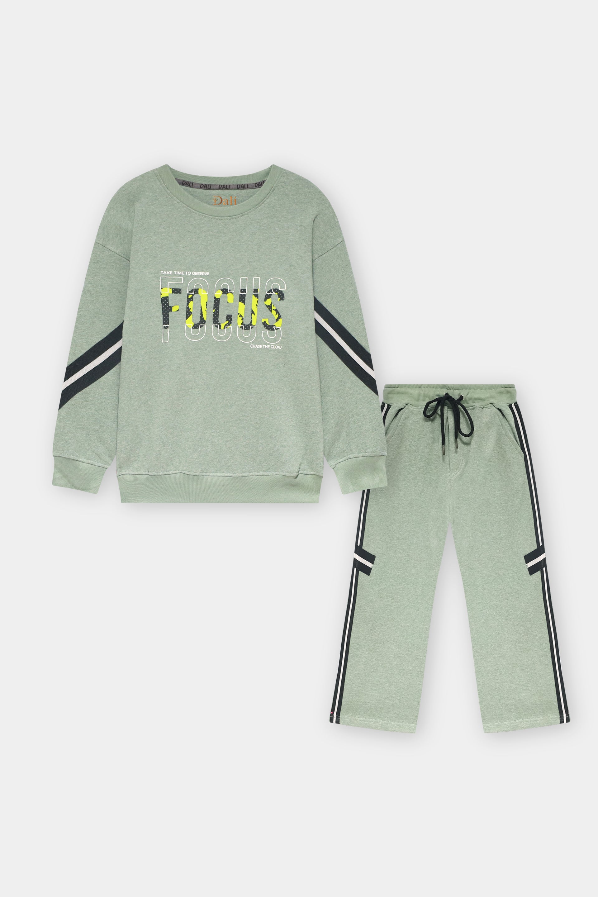 Kids Focus Printed Crew Neck Tracksuit