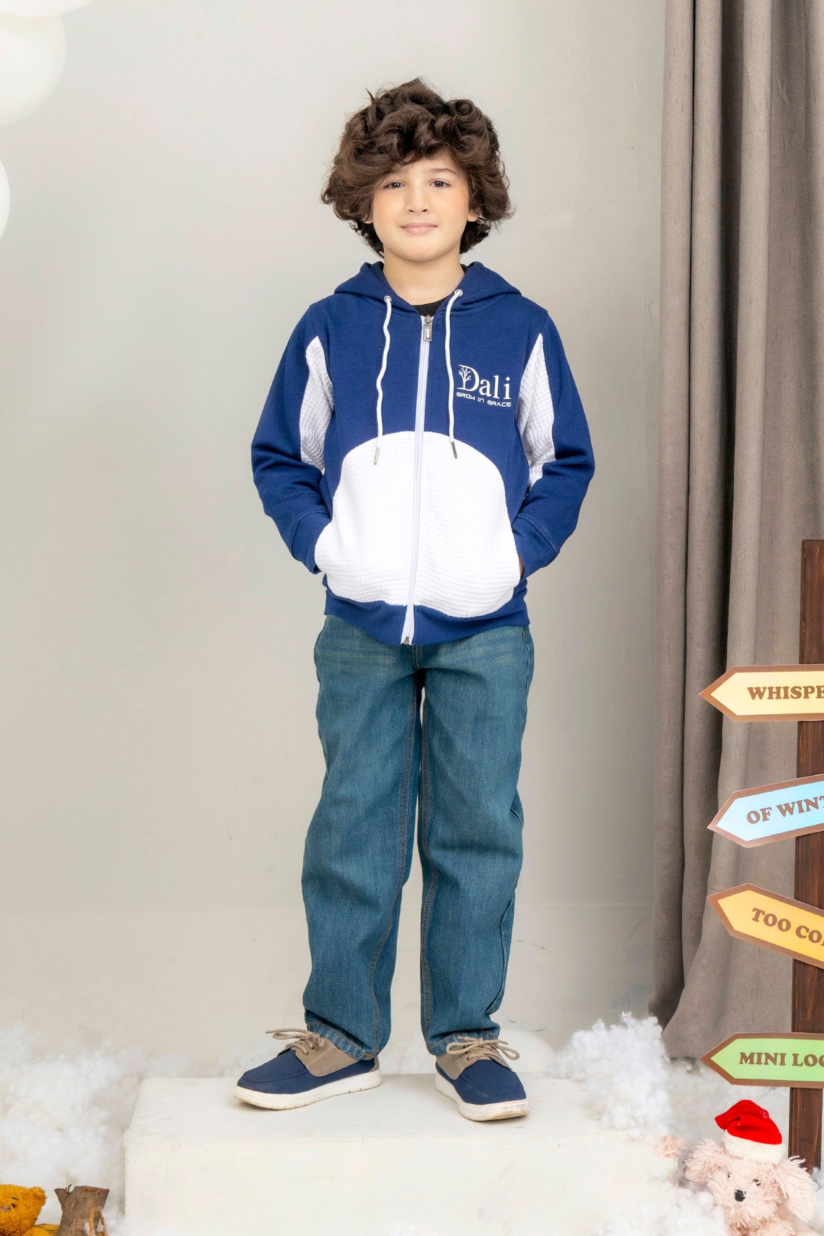 Boys Contrast Paneled Zipper Hoodie