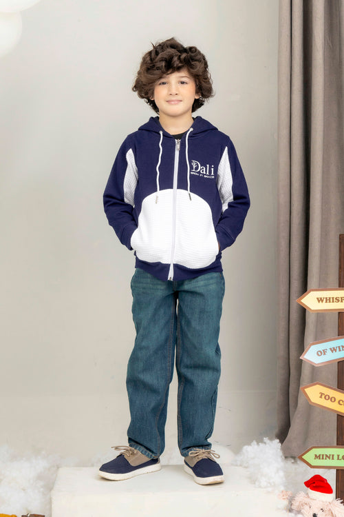 Buy Boys Contrast Paneled Zipper Hoodie