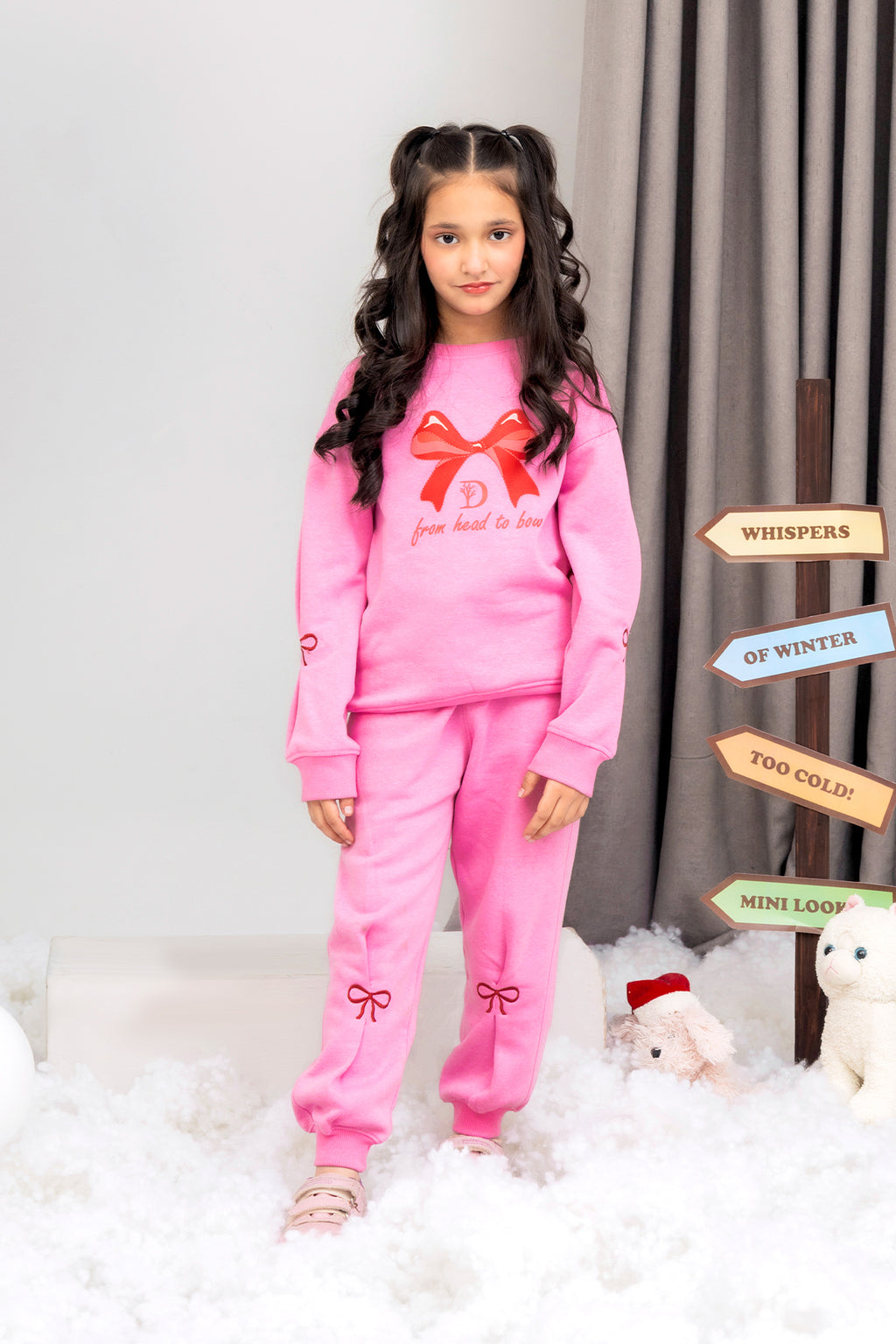 Girls Bow Printed Tracksuit