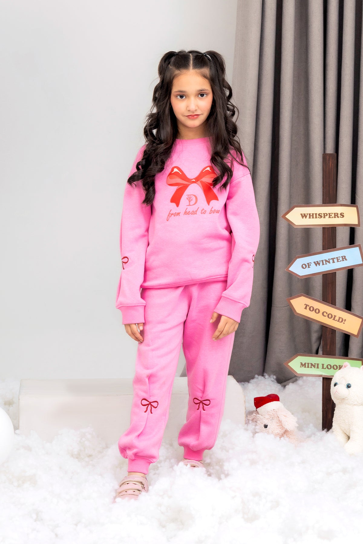 Girls Bow Printed Tracksuit