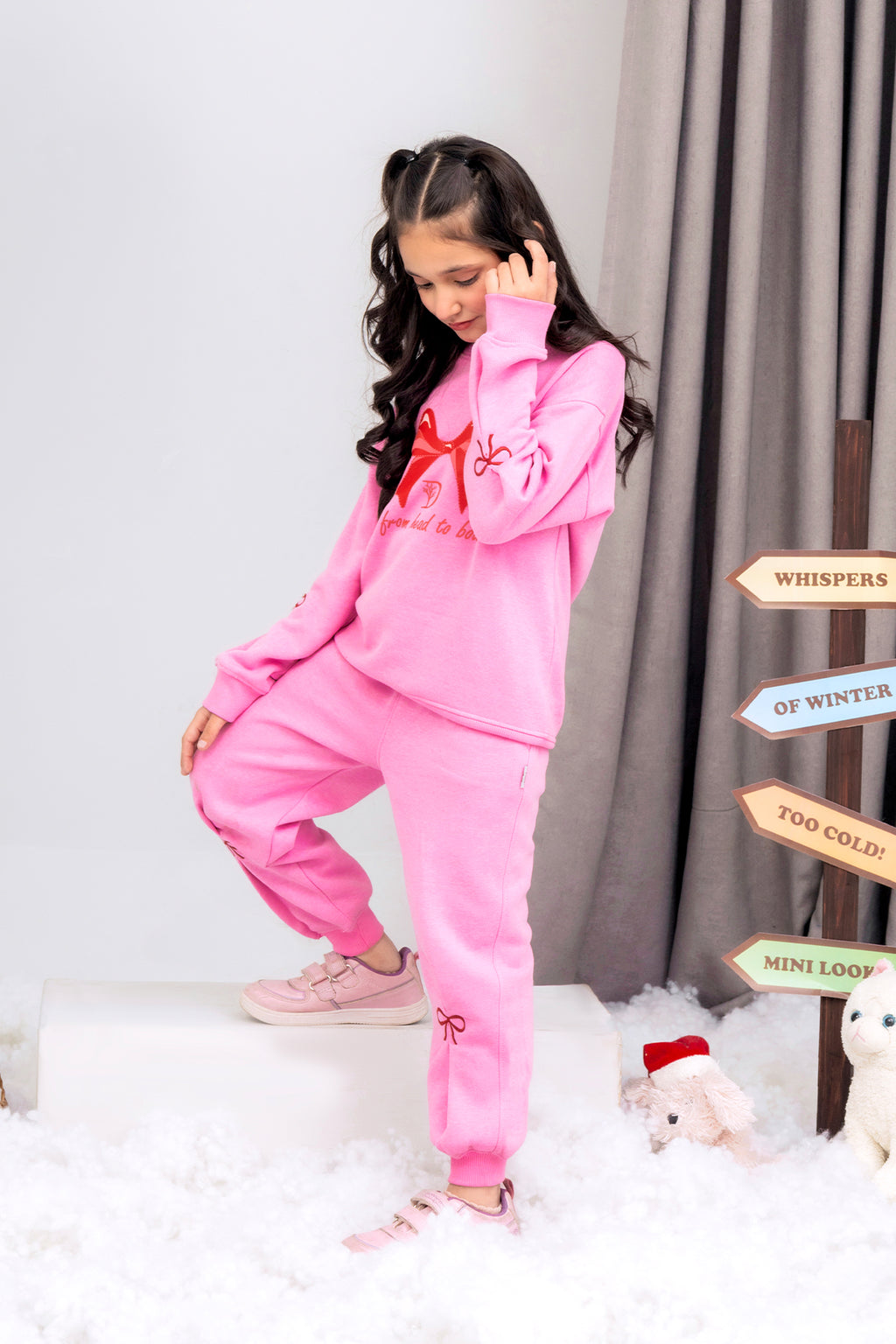 Girls Bow Printed Tracksuit