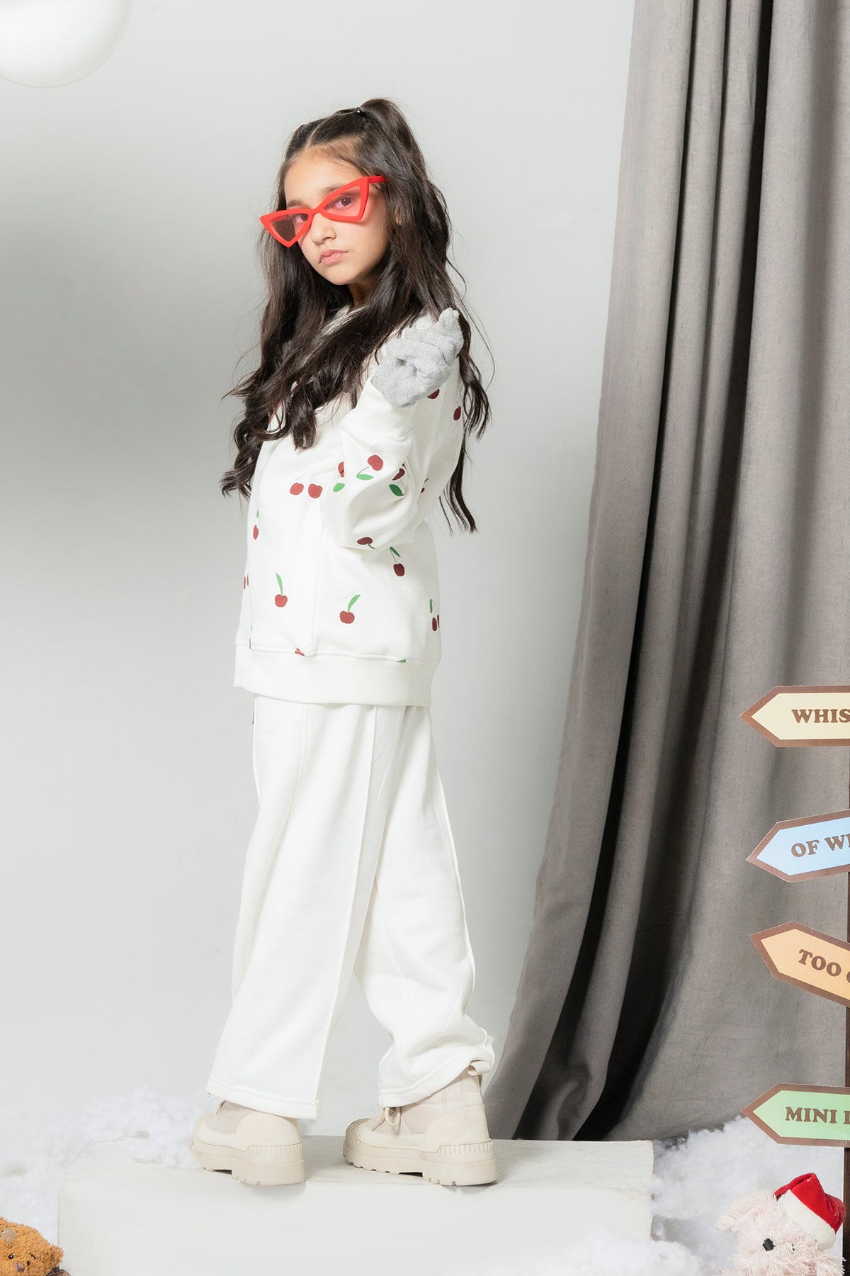 Girls Joyful Foam Cherry Printed Tracksuit