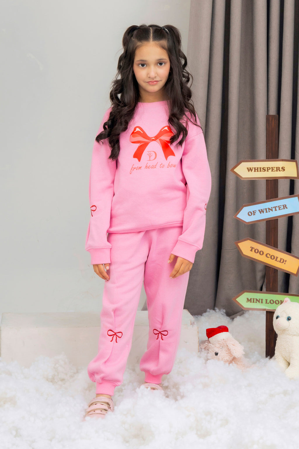 Girls Bow Printed Tracksuit