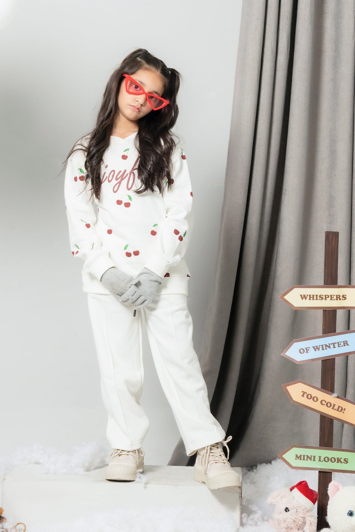 Girls Joyful Foam Cherry Printed Tracksuit
