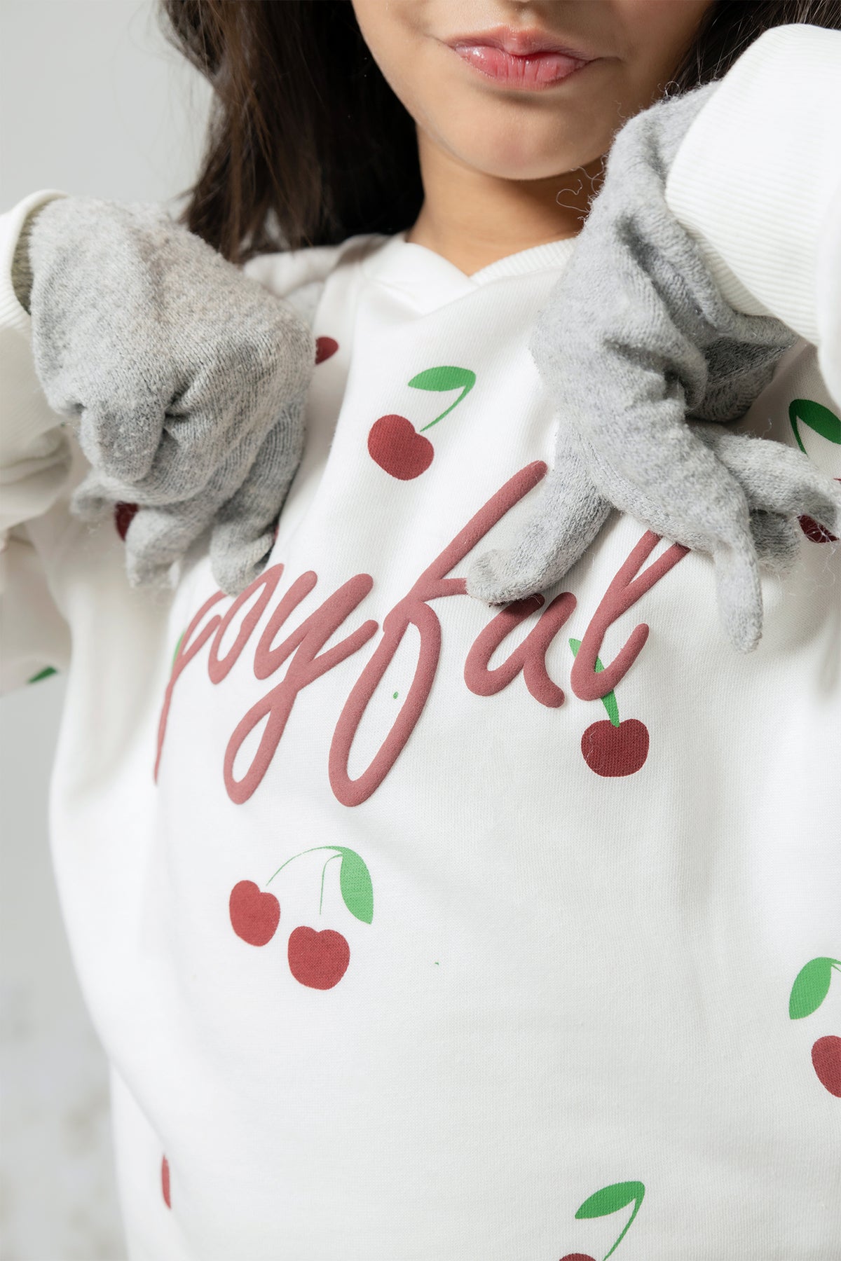 Girls Joyful Foam Cherry Printed Tracksuit