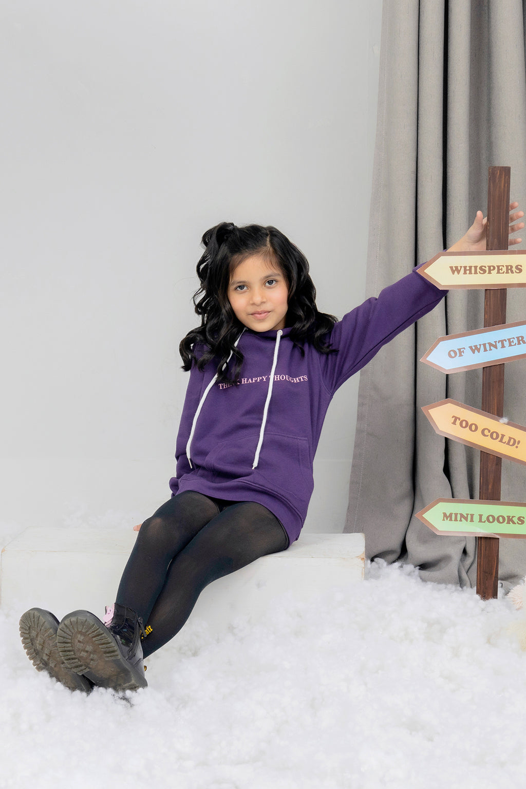 Girls Allover Printed Pullover Hoodie