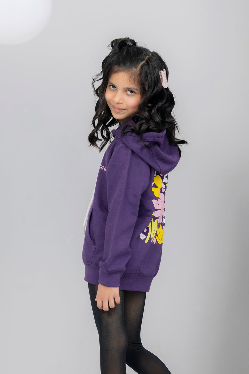 Girls Allover Printed Pullover Hoodie