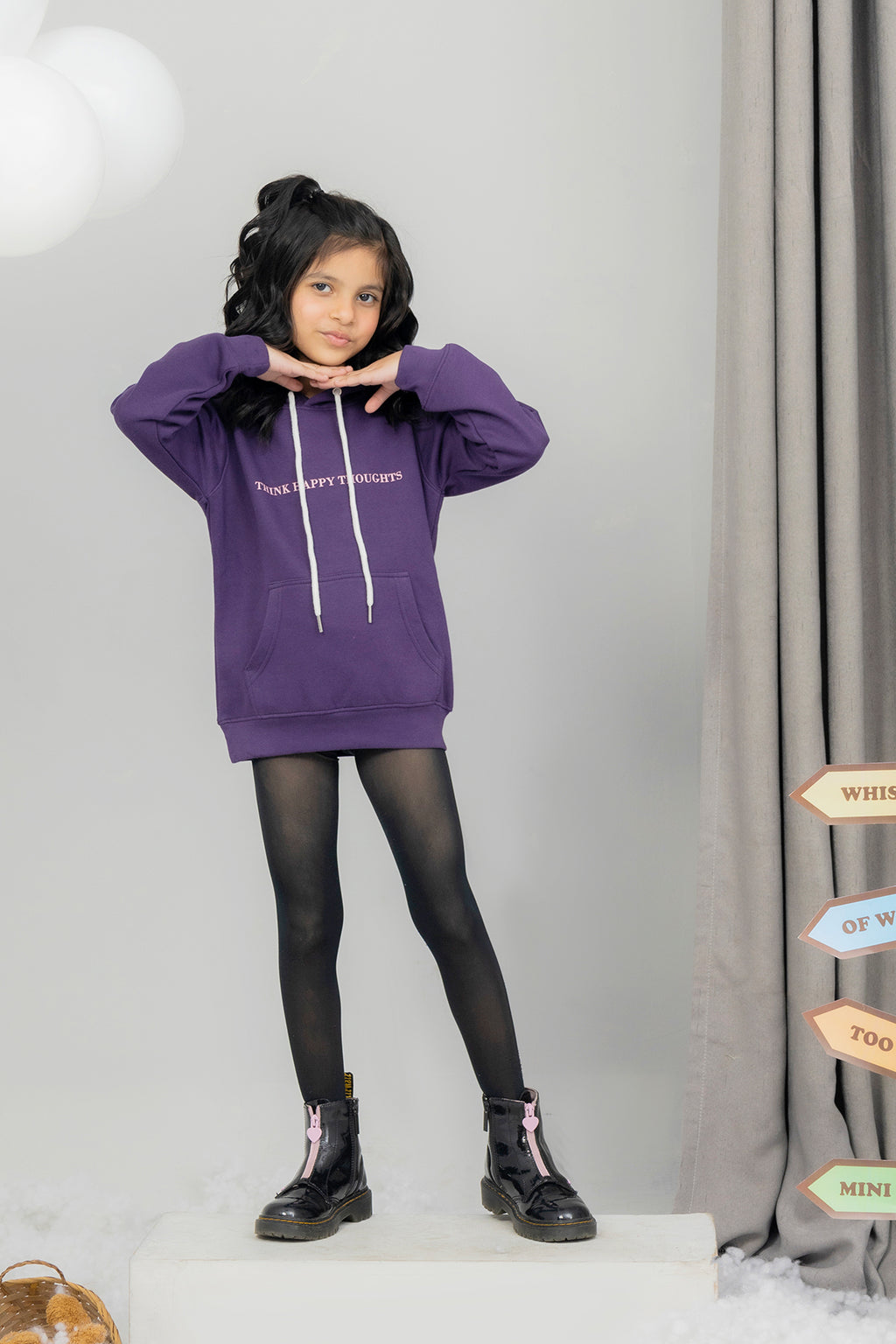 Girls Allover Printed Pullover Hoodie