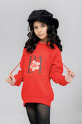 Girls Floral Printed Hoodie