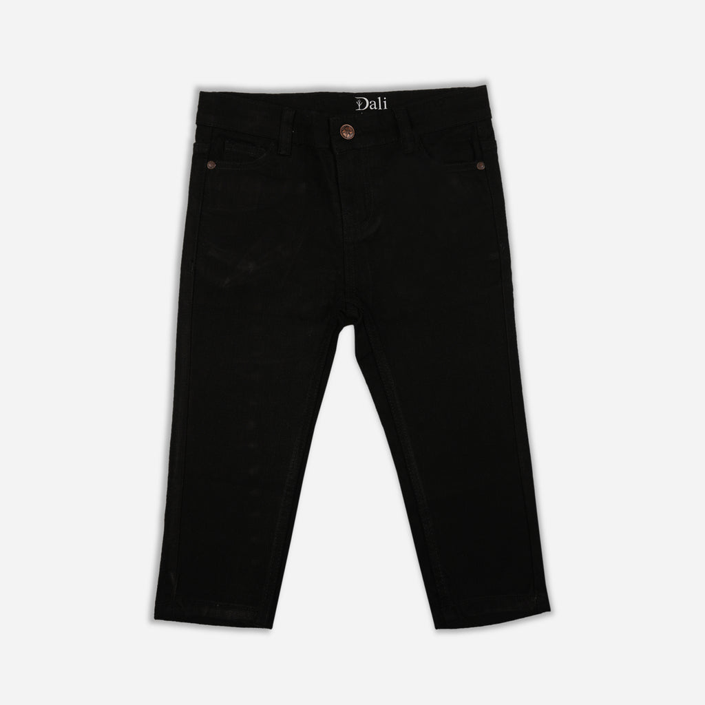 BLACK SOLID BAGGY DENIM