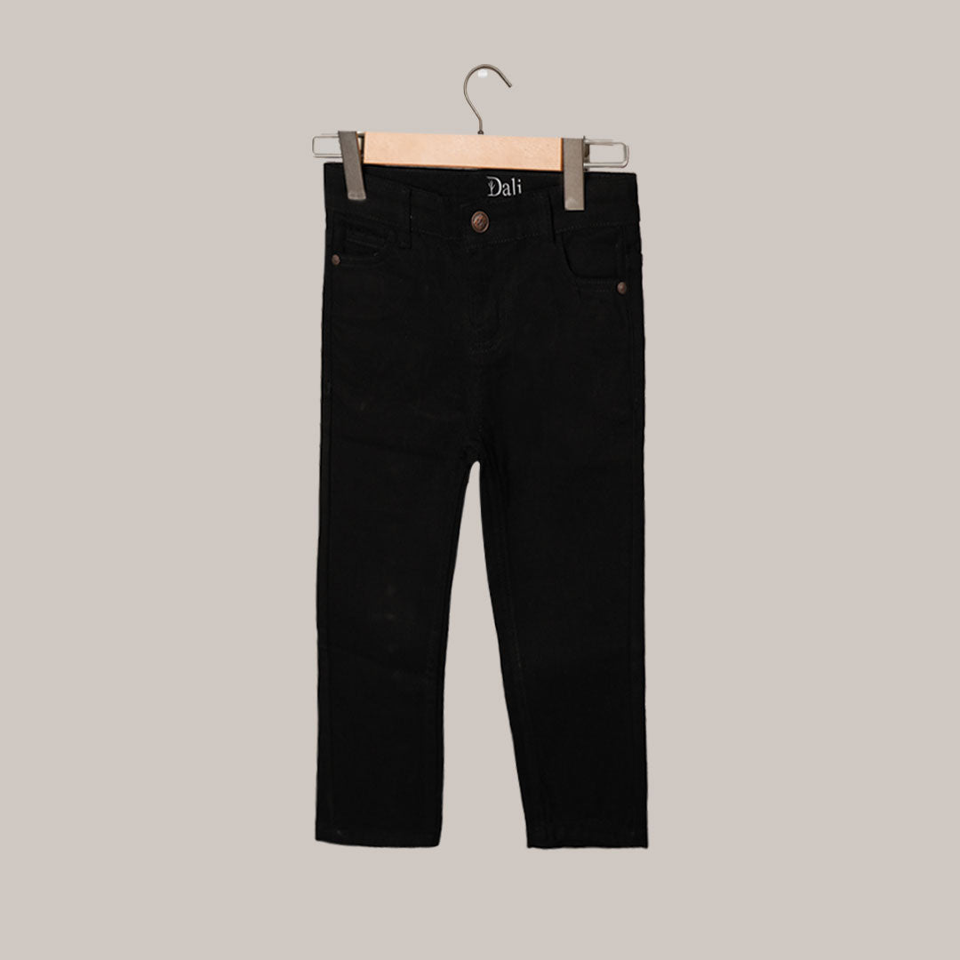 BLACK SOLID BAGGY DENIM